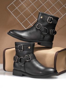 EL PASO - Women Black Faux Leather Casual Boots