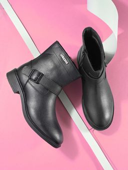 EL PASO - Women Black Faux Leather Casual Boots