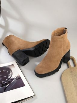 EL PASO - Beige Women Camel Faux Leather Casual Boots