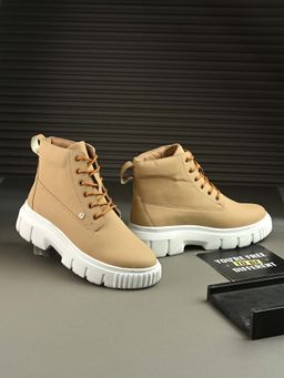 EL PASO - Trendy Beige Mid-Top Angle Women Boots
