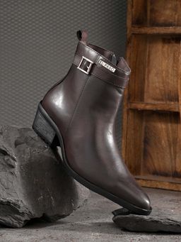 EL PASO - Women Brown Faux Leather Casual Boots