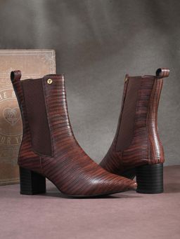 EL PASO - Women Tan Faux Leather Casual Chelsea Boots