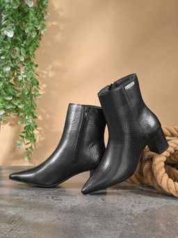 EL PASO - Women Black Faux Leather Casual Boots