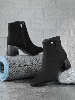 EL PASO - Women Black Suede Faux Leather Casual Boots