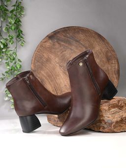 EL PASO - Women Brown Faux Leather Casual Boots