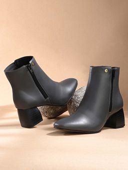 EL PASO - Women Grey Faux Leather Casual Boots