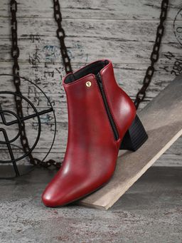 EL PASO - Women Maroon Faux Leather Casual Boots