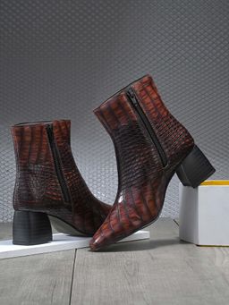 EL PASO - Women Brown Faux Leather Casual Boots