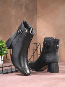 EL PASO - Women Black Faux Leather Casual Boots