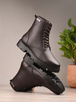 EL PASO - Women Brown Faux Leather Casual Lace Up Boots