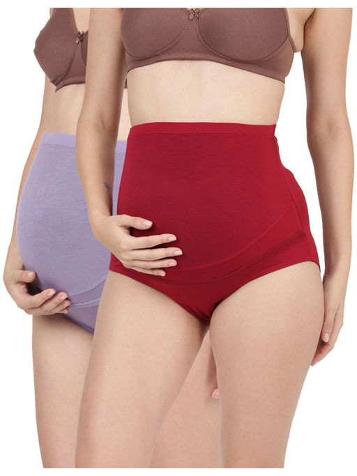 BLOSSOM Women Purple & Maroon Preggy Panties (Pack of 2)