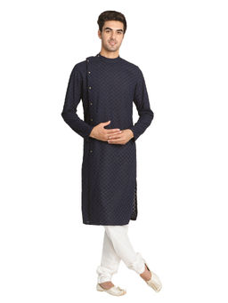 Manyavar - Mens Viscose Blend Self Design Kurta Churidar (Set of 2)