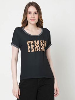 VERO MODA - Women Printed Black T-shirt