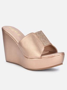 VALIOSAA - Rose Gold Embellished Wedges