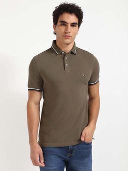 Tommy Hilfiger - Mens Green Solid Polo T-Shirt