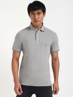 Tommy Hilfiger - Mens Grey Solid Polo T-Shirt