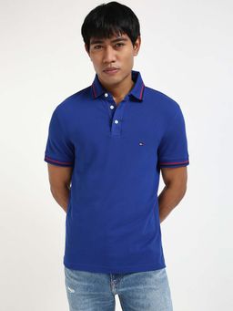Tommy Hilfiger - Mens Blue Solid Polo T-Shirt
