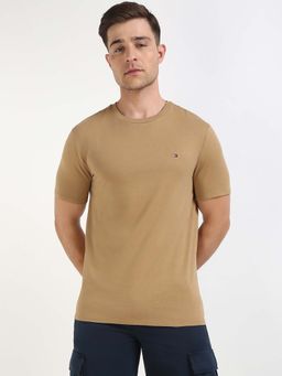 Tommy Hilfiger - Mens Beige Solid T-Shirt