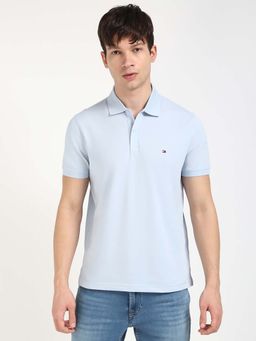 Tommy Hilfiger - Mens Blue Solid Polo T-Shirt