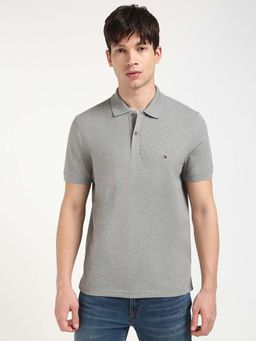 Tommy Hilfiger - Mens Grey Solid Polo T-Shirt