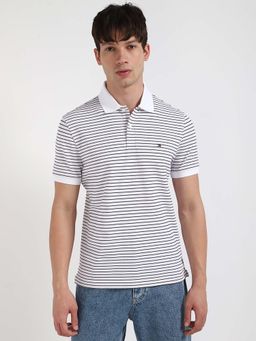 Tommy Hilfiger - Mens White Stripe Polo T-Shirt
