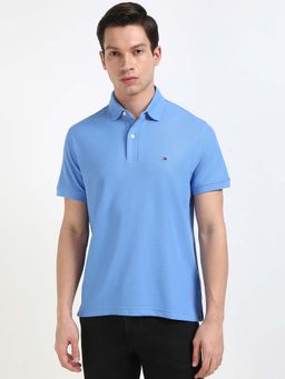 Tommy Hilfiger - Mens Blue Solid Polo T-Shirt