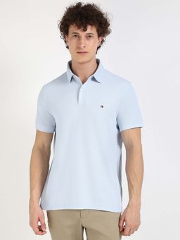 Tommy Hilfiger - Mens Blue Solid Polo T-Shirt
