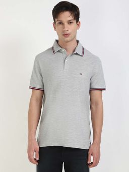 Tommy Hilfiger - Mens Grey Solid Polo T-Shirt