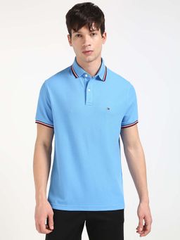 Tommy Hilfiger - Mens Blue Solid Polo T-Shirt