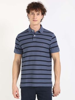 Tommy Hilfiger - Mens Blue Stripes Polo T-Shirt