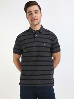 Tommy Hilfiger - Mens Grey Stripes Polo T-Shirt