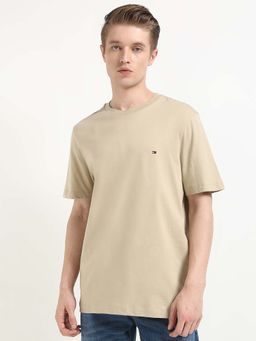 Tommy Hilfiger - Mens Beige Solid T-Shirt