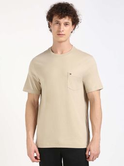 Tommy Hilfiger - Mens Beige Solid T-Shirt