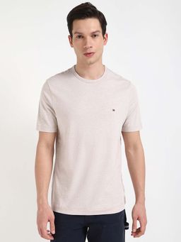 Tommy Hilfiger - Mens Beige Solid T-Shirt