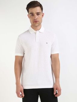 Tommy Hilfiger - Mens White Polka Dots Polo T-Shirt