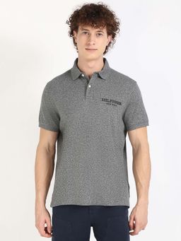 Tommy Hilfiger - Mens Grey Textured Polo T-Shirt