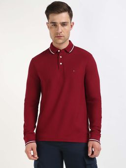 Tommy Hilfiger - Mens Red Solid Polo T-Shirt