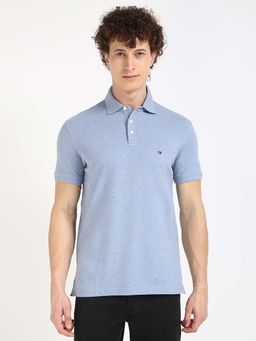 Tommy Hilfiger - Mens Blue Solid Polo T-Shirt
