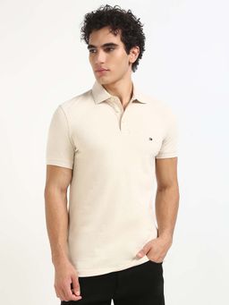 Tommy Hilfiger - Mens Beige Solid Polo T-Shirt