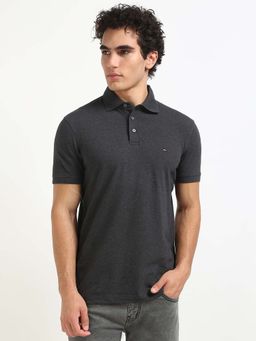 Tommy Hilfiger - Mens Grey Solid Polo T-Shirt