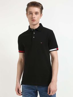 Tommy Hilfiger - Mens Black Solid Polo T-Shirt