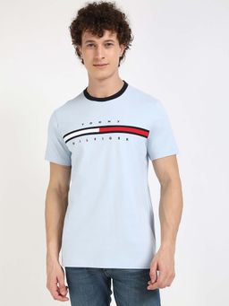 Tommy Hilfiger - Mens Blue Solid T-Shirt