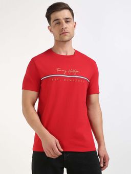 Tommy Hilfiger - Mens Red Typography T-Shirt