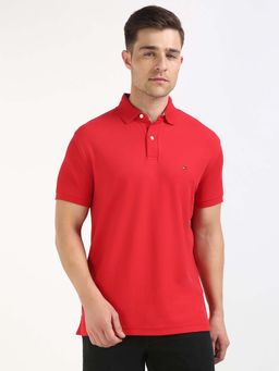 Tommy Hilfiger - Mens Red Solid Polo T-Shirt