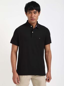 Tommy Hilfiger - Mens Black Solid Polo T-Shirt