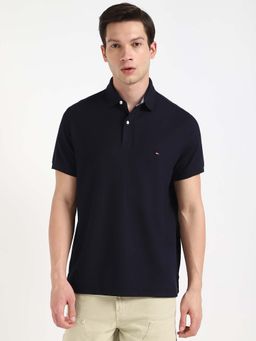 Tommy Hilfiger - Mens Navy Blue Solid Polo T-Shirt