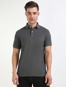 Tommy Hilfiger - Mens Grey Solid Polo T-Shirt