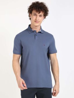 Tommy Hilfiger - Mens Blue Solid Polo T-Shirt