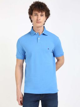 Tommy Hilfiger - Mens Blue Solid Polo T-Shirt