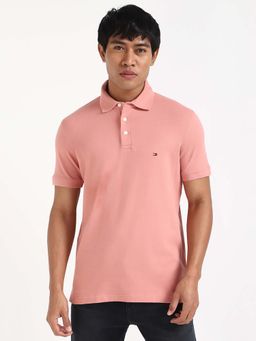 Tommy Hilfiger - Mens Pink Solid Polo T-Shirt